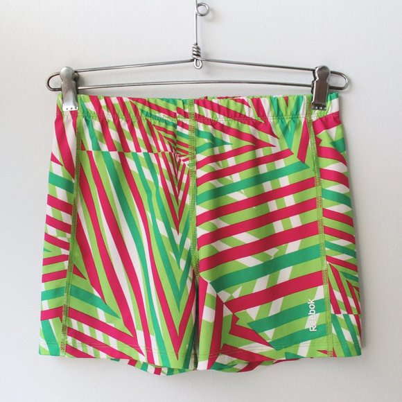 Reebok Girls Athletic Shorts/Spandex Green & Pink Gymnastics Dance Shorts Large - Picture 1 of 7